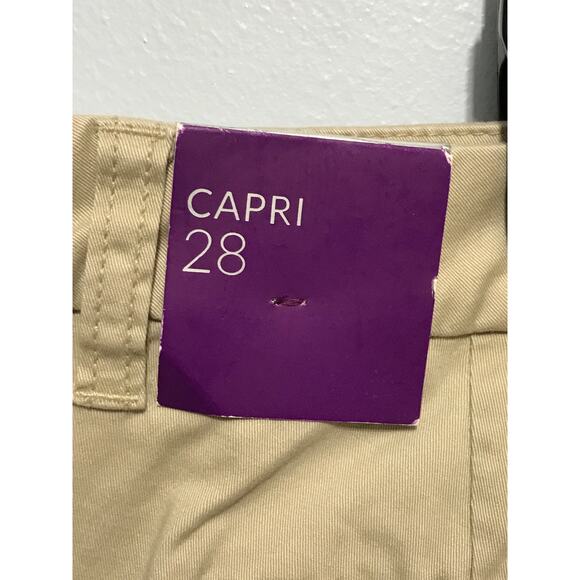 Lane Bryant Womens Plus Size 28 Khaki Tan Capri Pants Roll Cuff New - Picture 6 of 9